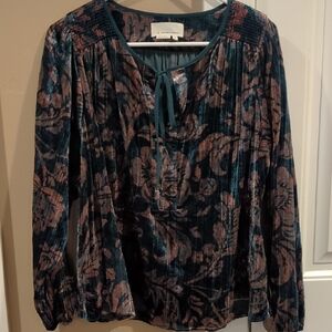 Anthropologie Velvet Floral Blouse